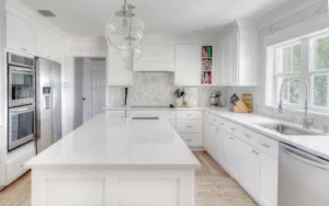 Balancing Industrial Aesthetics with White Kitchen Cabinets