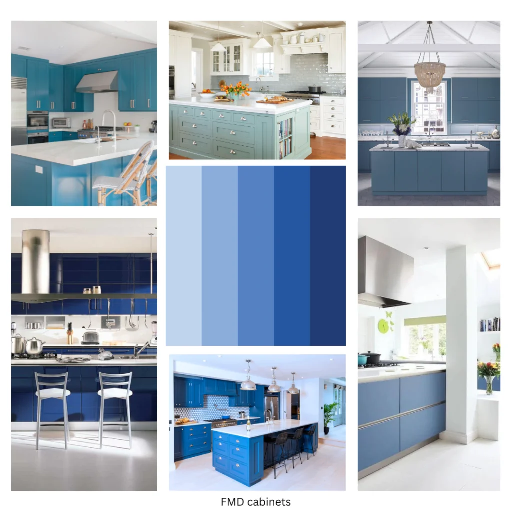 blue color kitchen cabinets